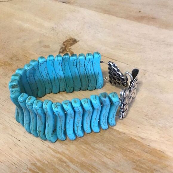 Bracelet, Turquoise & Sterling Silver Bracelet, NEW, 8.5", Handmade, Artisan - Picture 5 of 8